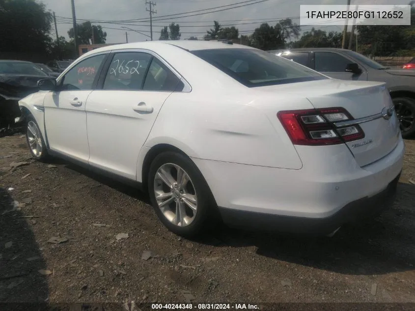 2015 Ford Taurus Sel VIN: 1FAHP2E80FG112652 Lot: 40244348