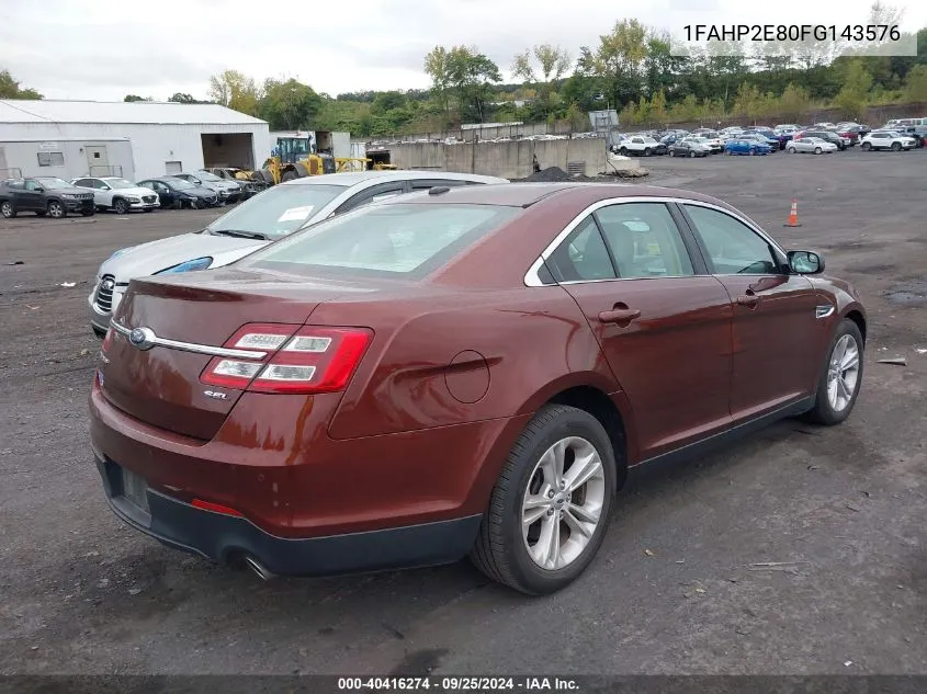 2015 Ford Taurus Sel VIN: 1FAHP2E80FG143576 Lot: 40416274