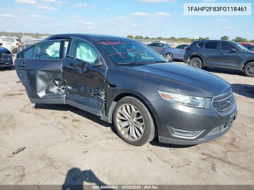 2015 Ford Taurus Limited VIN: 1FAHP2F83FG118461 Lot: 40696005