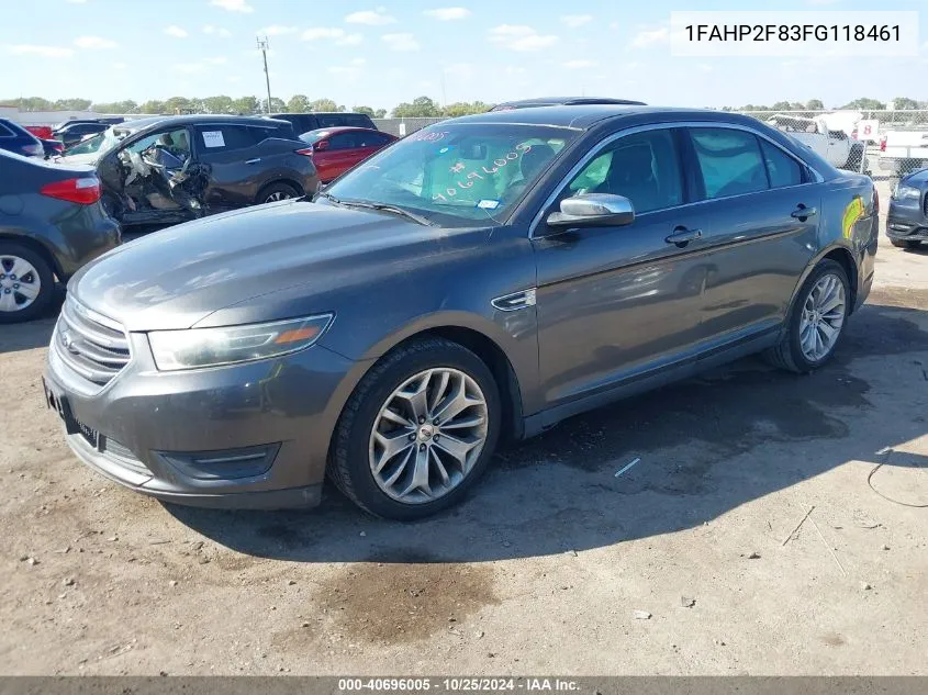 2015 Ford Taurus Limited VIN: 1FAHP2F83FG118461 Lot: 40696005