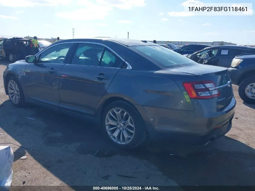 2015 Ford Taurus Limited VIN: 1FAHP2F83FG118461 Lot: 40696005