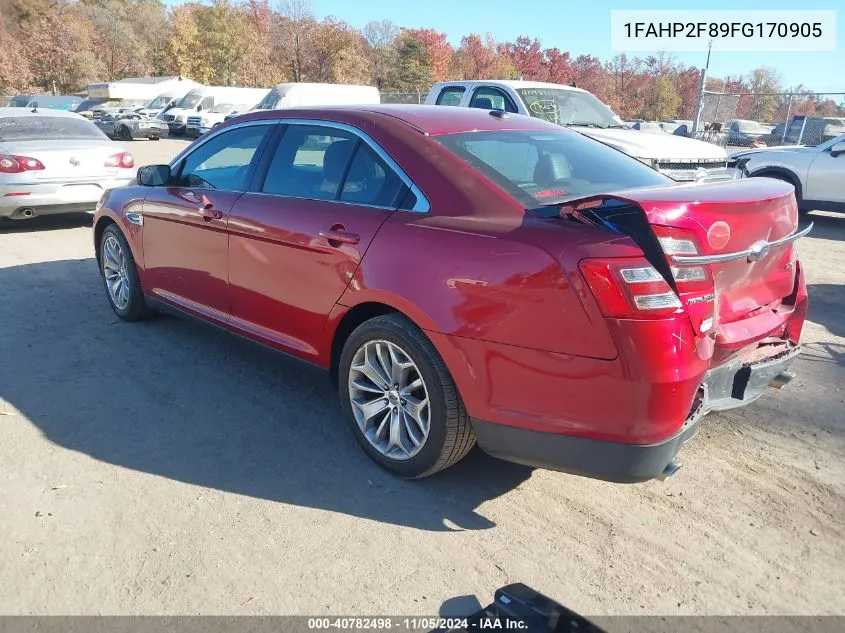 2015 Ford Taurus Limited VIN: 1FAHP2F89FG170905 Lot: 40782498