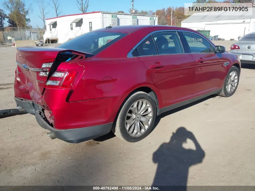 2015 Ford Taurus Limited VIN: 1FAHP2F89FG170905 Lot: 40782498