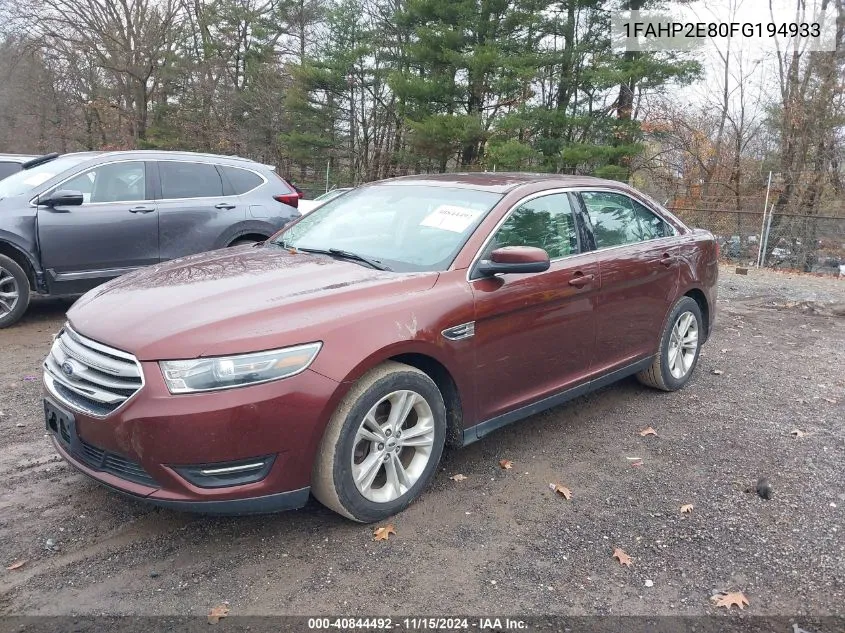 2015 Ford Taurus Sel VIN: 1FAHP2E80FG194933 Lot: 40844492