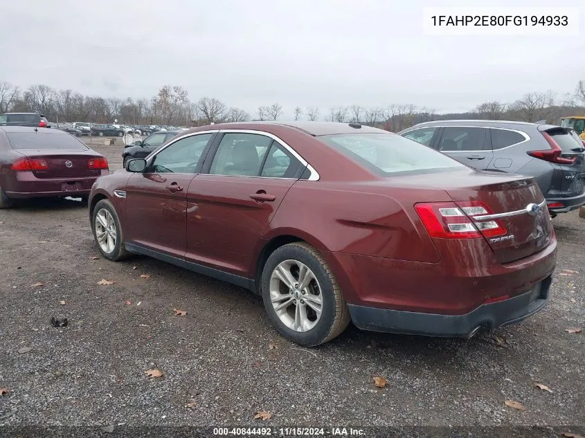 2015 Ford Taurus Sel VIN: 1FAHP2E80FG194933 Lot: 40844492