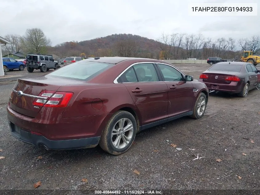 2015 Ford Taurus Sel VIN: 1FAHP2E80FG194933 Lot: 40844492