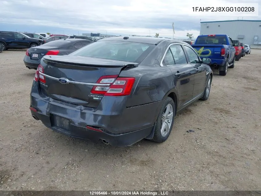 2016 Ford Taurus Limited VIN: 1FAHP2J8XGG100208 Lot: 12105466