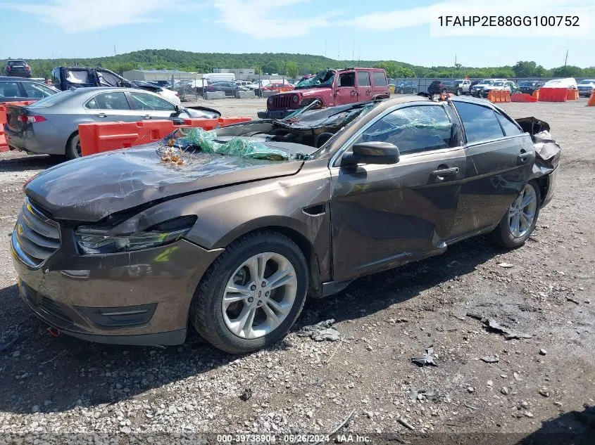 2016 Ford Taurus Sel VIN: 1FAHP2E88GG100752 Lot: 39738904