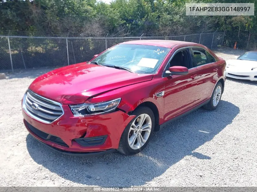 2016 Ford Taurus Sel VIN: 1FAHP2E83GG148997 Lot: 40209822