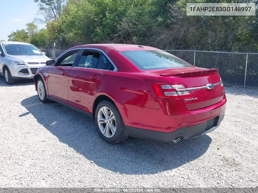 2016 Ford Taurus Sel VIN: 1FAHP2E83GG148997 Lot: 40209822