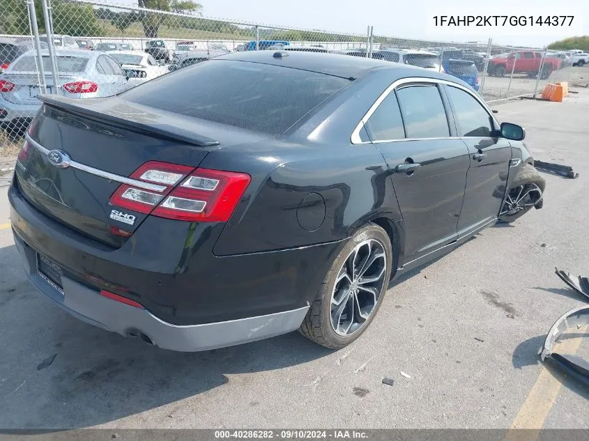 2016 Ford Taurus Sho VIN: 1FAHP2KT7GG144377 Lot: 40286282