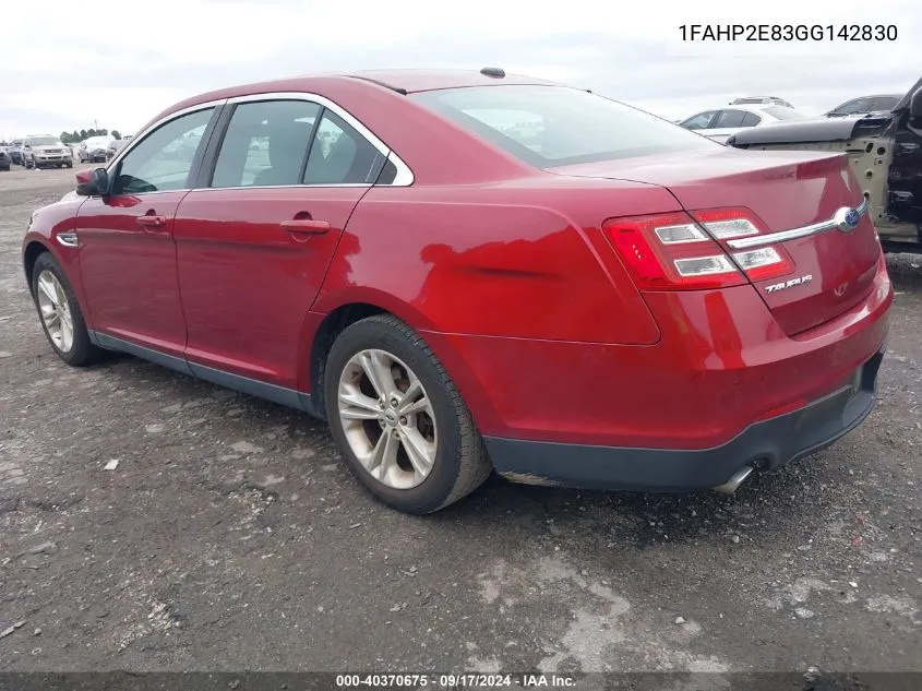 2016 Ford Taurus Sel VIN: 1FAHP2E83GG142830 Lot: 40370675