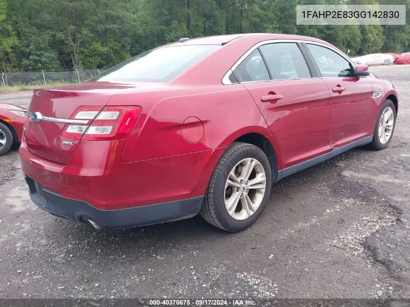 2016 Ford Taurus Sel VIN: 1FAHP2E83GG142830 Lot: 40370675