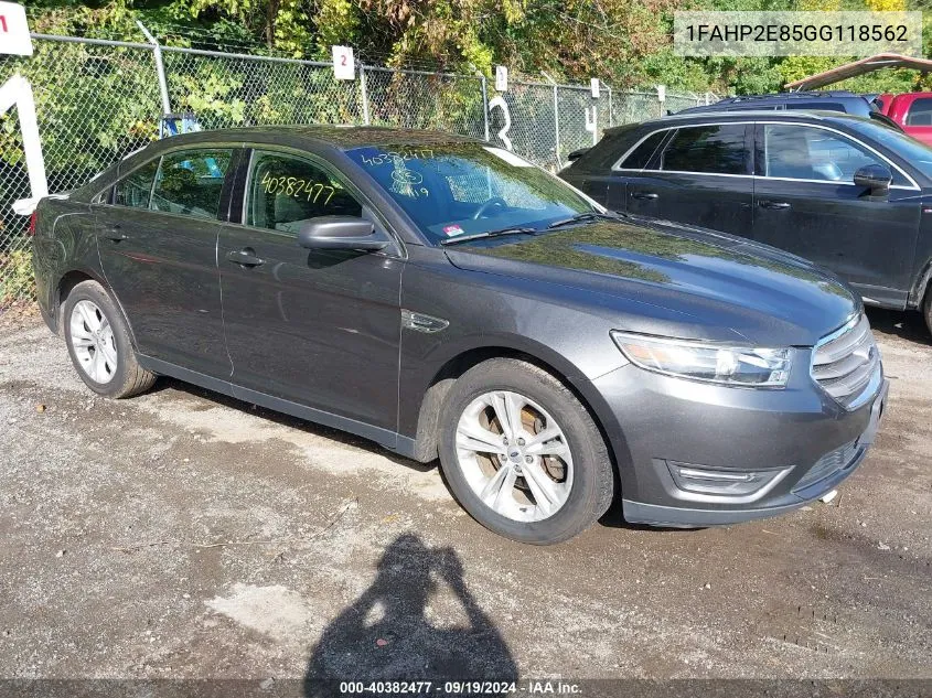 1FAHP2E85GG118562 2016 Ford Taurus Sel