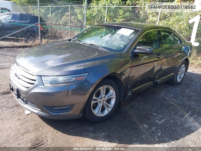 1FAHP2E85GG118562 2016 Ford Taurus Sel