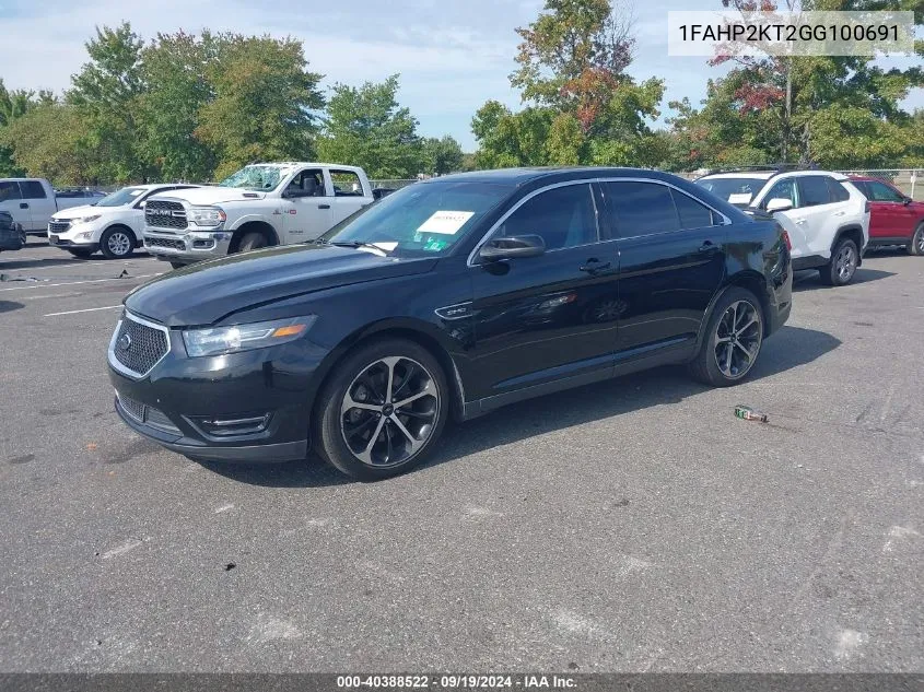 2016 Ford Taurus Sho VIN: 1FAHP2KT2GG100691 Lot: 40388522