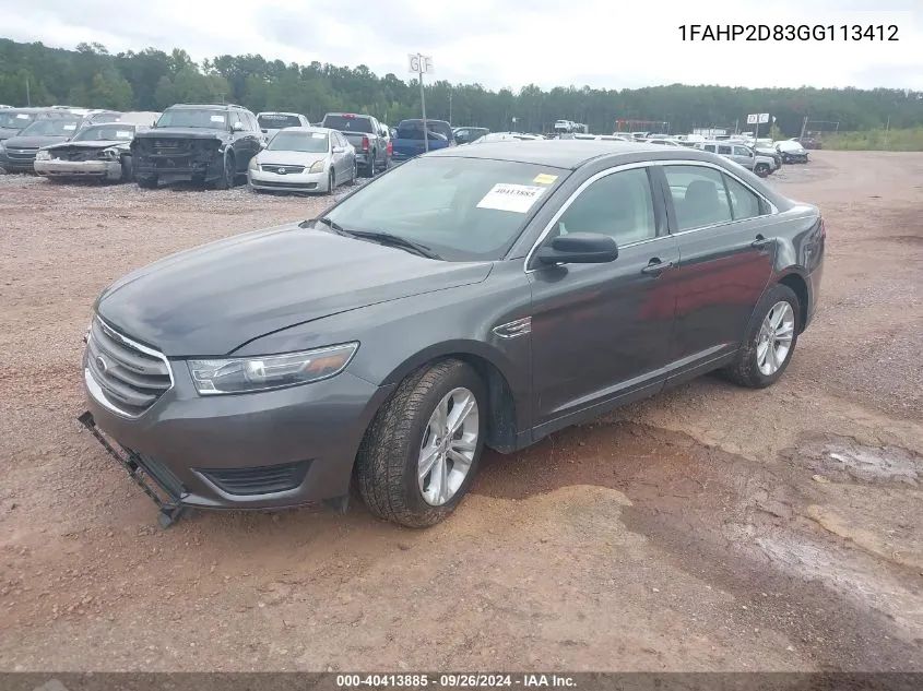 2016 Ford Taurus Se VIN: 1FAHP2D83GG113412 Lot: 40413885