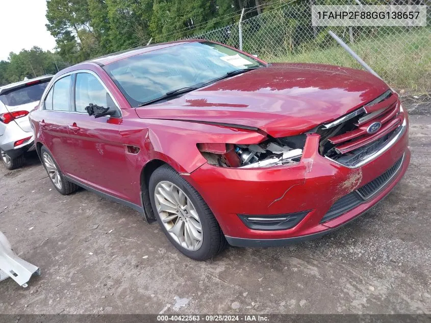 2016 Ford Taurus Limited VIN: 1FAHP2F88GG138657 Lot: 40422563