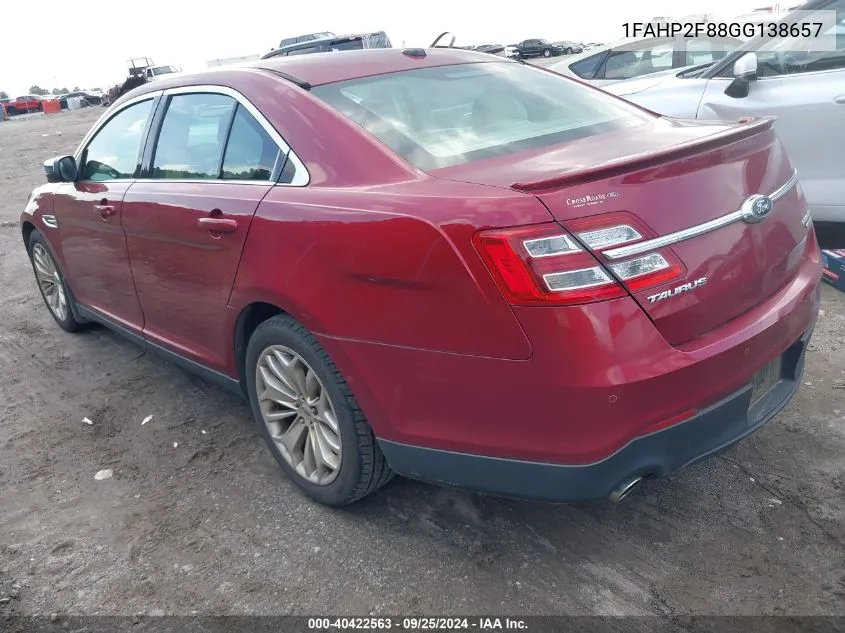 2016 Ford Taurus Limited VIN: 1FAHP2F88GG138657 Lot: 40422563