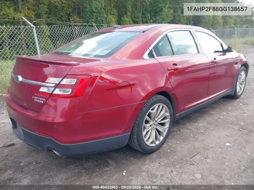 1FAHP2F88GG138657 2016 Ford Taurus Limited