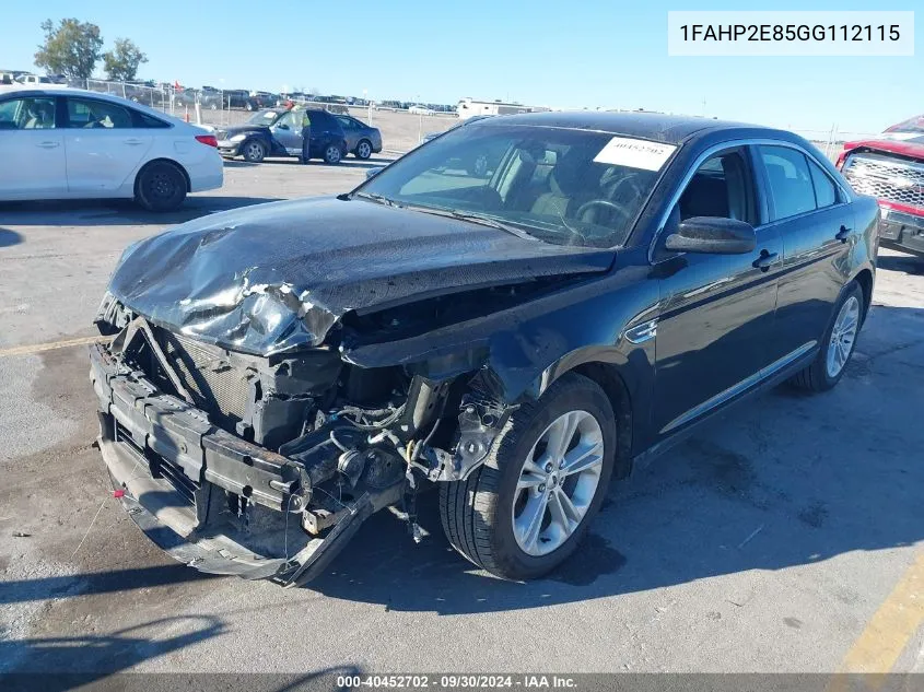 2016 Ford Taurus Sel VIN: 1FAHP2E85GG112115 Lot: 40452702