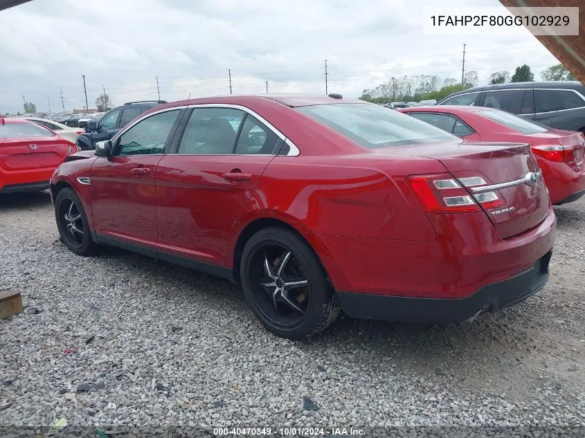 2016 Ford Taurus Limited VIN: 1FAHP2F80GG102929 Lot: 40470349