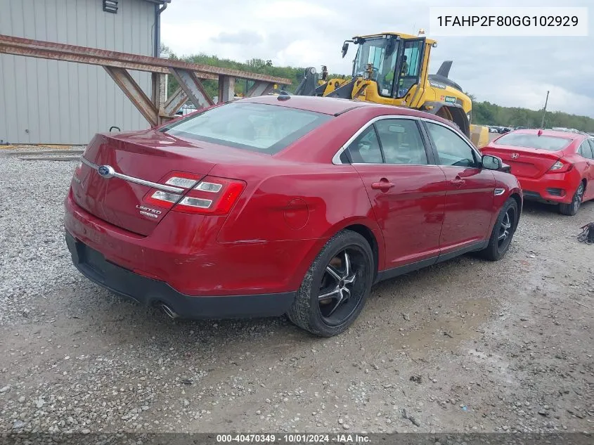 2016 Ford Taurus Limited VIN: 1FAHP2F80GG102929 Lot: 40470349