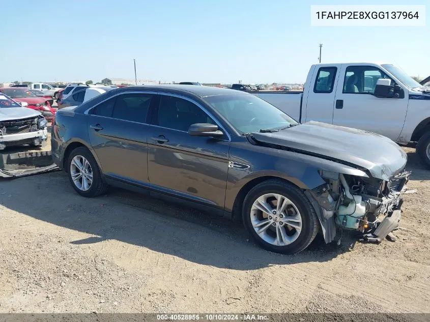 2016 Ford Taurus Sel VIN: 1FAHP2E8XGG137964 Lot: 40528955