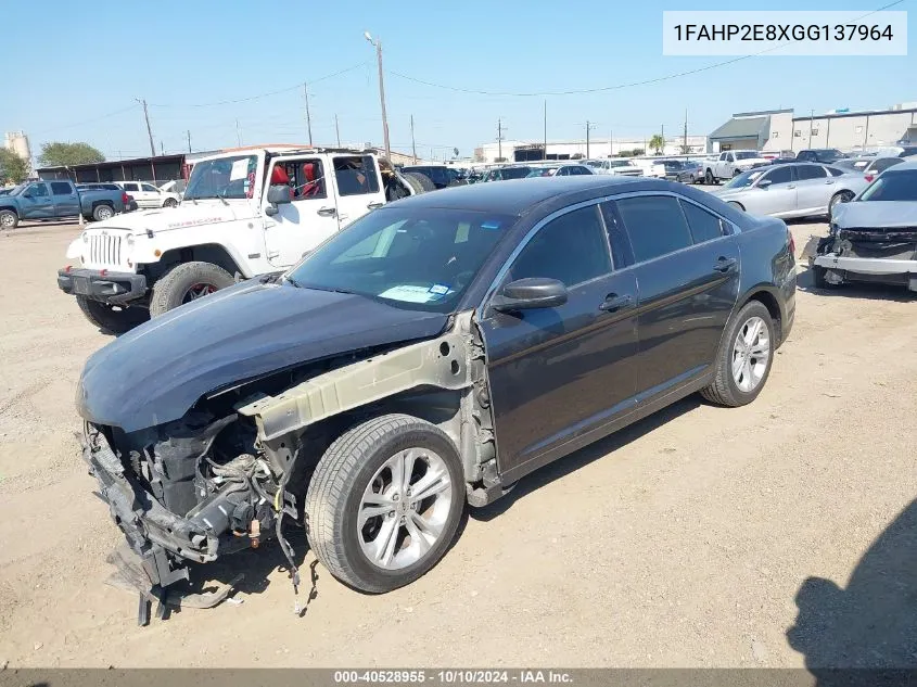 2016 Ford Taurus Sel VIN: 1FAHP2E8XGG137964 Lot: 40528955