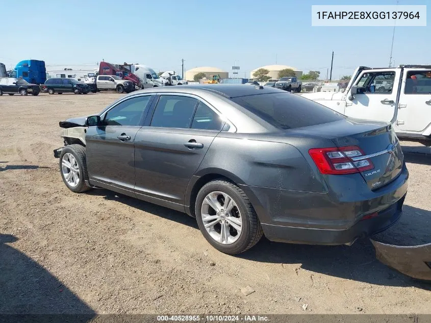 2016 Ford Taurus Sel VIN: 1FAHP2E8XGG137964 Lot: 40528955