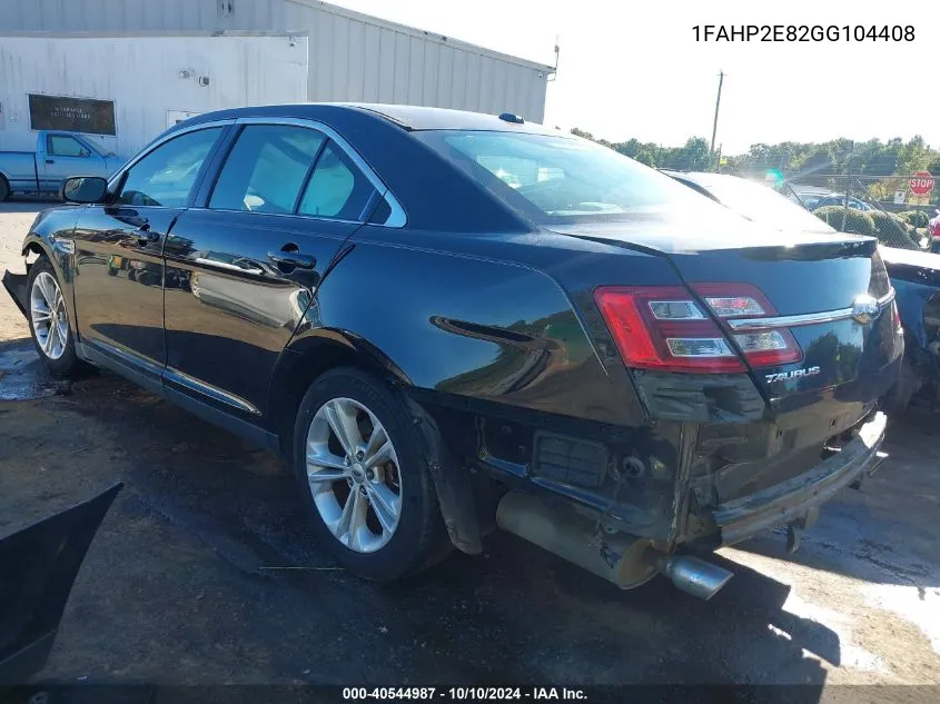 2016 Ford Taurus Sel VIN: 1FAHP2E82GG104408 Lot: 40544987