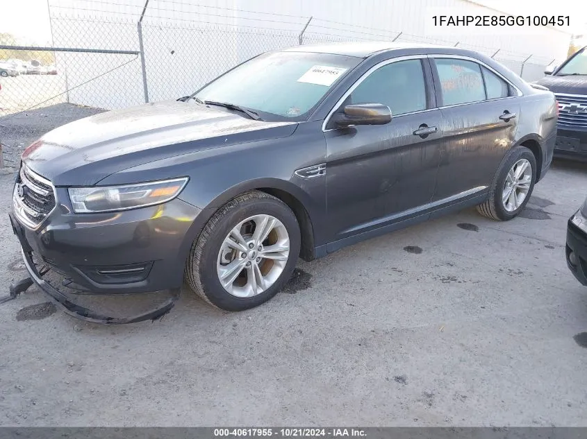 2016 Ford Taurus Sel VIN: 1FAHP2E85GG100451 Lot: 40617955