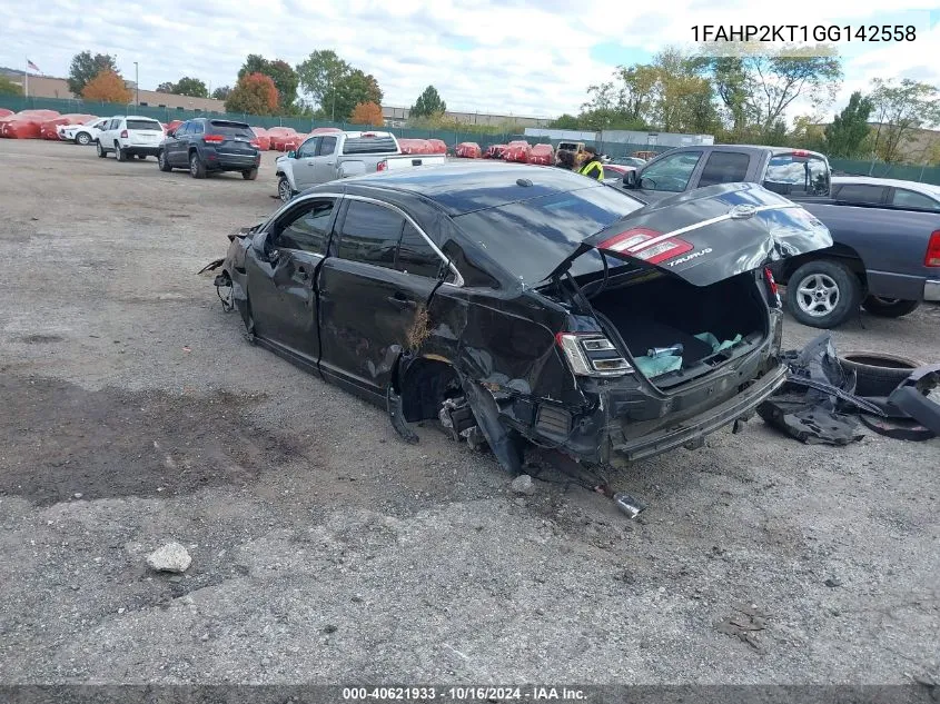 2016 Ford Taurus Sho VIN: 1FAHP2KT1GG142558 Lot: 40621933