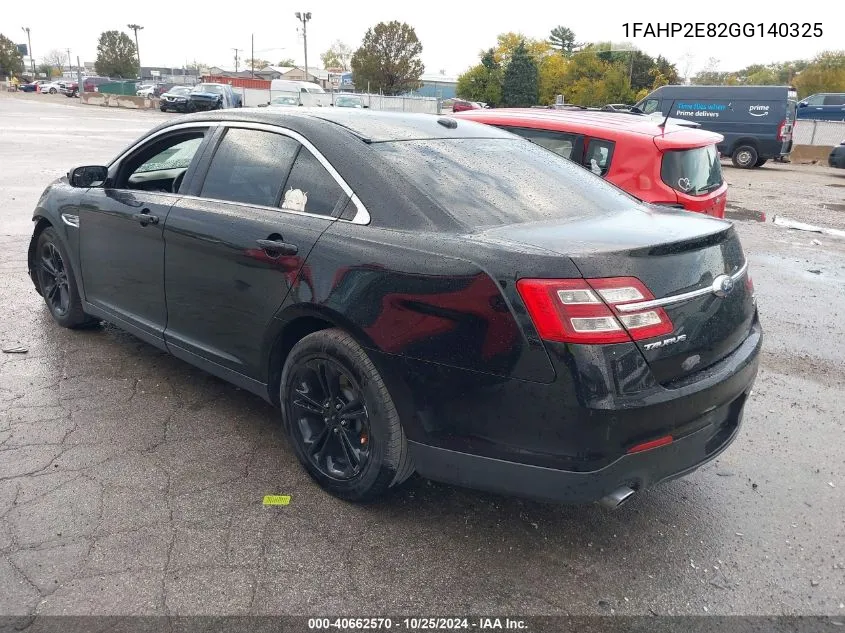 2016 Ford Taurus Sel VIN: 1FAHP2E82GG140325 Lot: 40662570