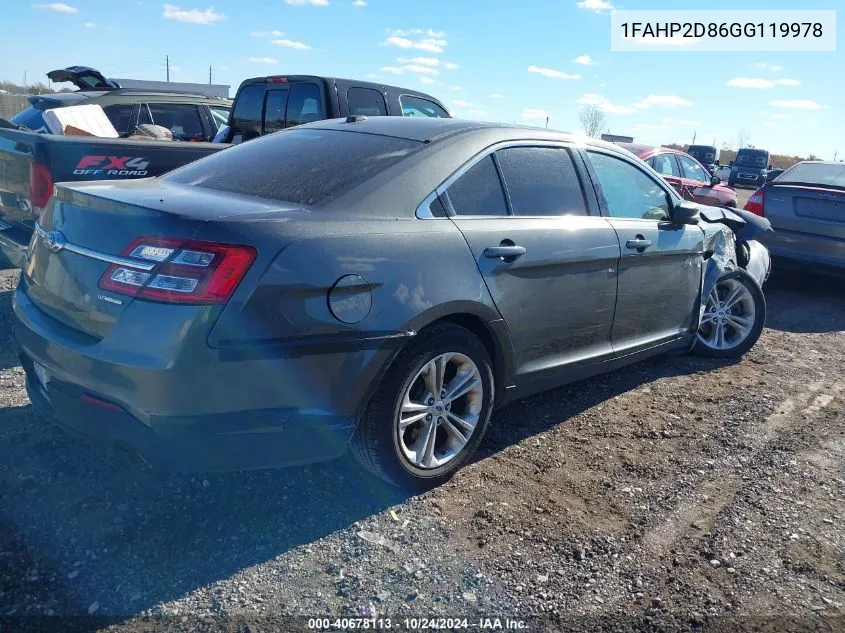 2016 Ford Taurus Se VIN: 1FAHP2D86GG119978 Lot: 40678113