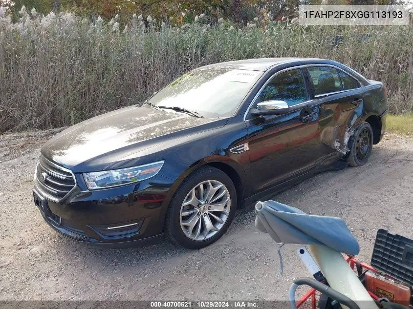 2016 Ford Taurus Limited VIN: 1FAHP2F8XGG113193 Lot: 40700521