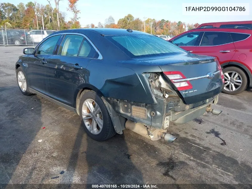 2016 Ford Taurus Se VIN: 1FAHP2D99GG104786 Lot: 40705165