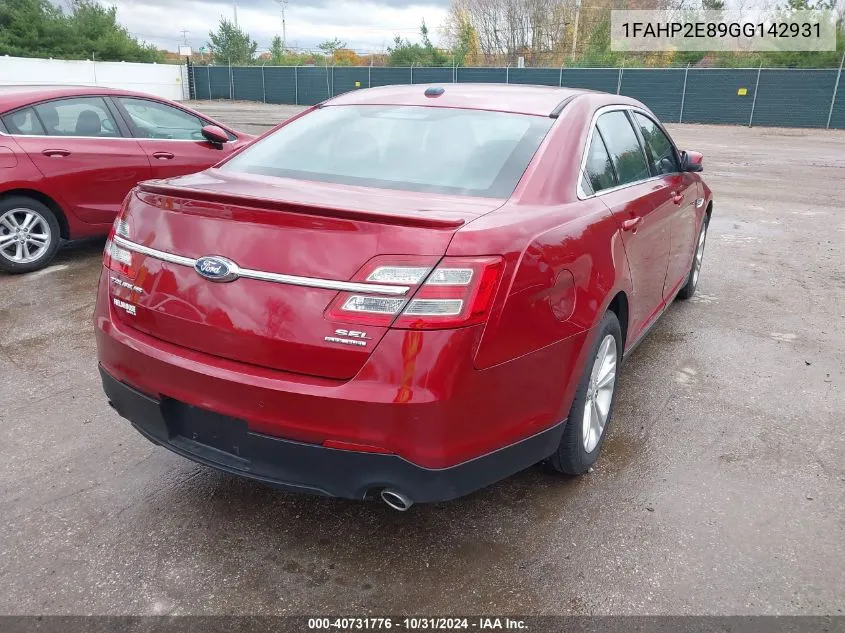 2016 Ford Taurus Sel VIN: 1FAHP2E89GG142931 Lot: 40731776