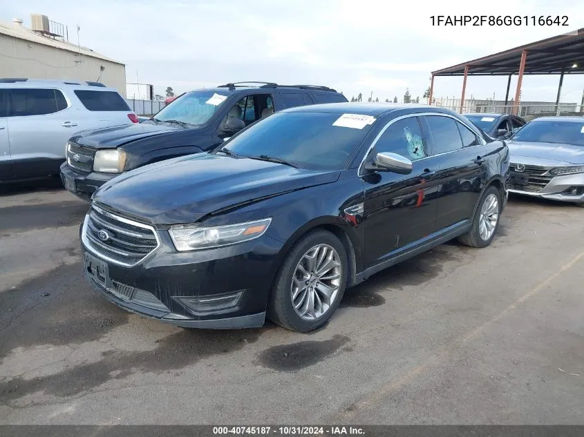 2016 Ford Taurus Limited VIN: 1FAHP2F86GG116642 Lot: 40745187