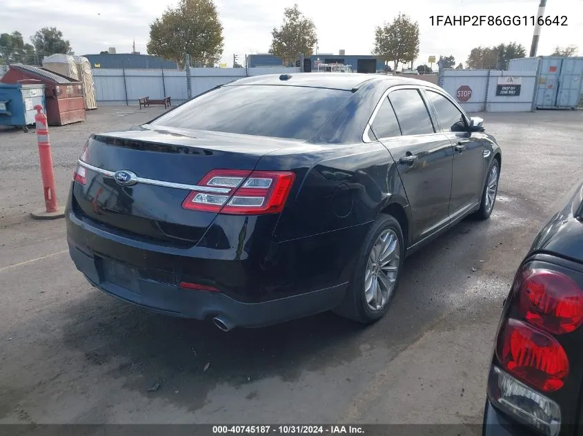 2016 Ford Taurus Limited VIN: 1FAHP2F86GG116642 Lot: 40745187