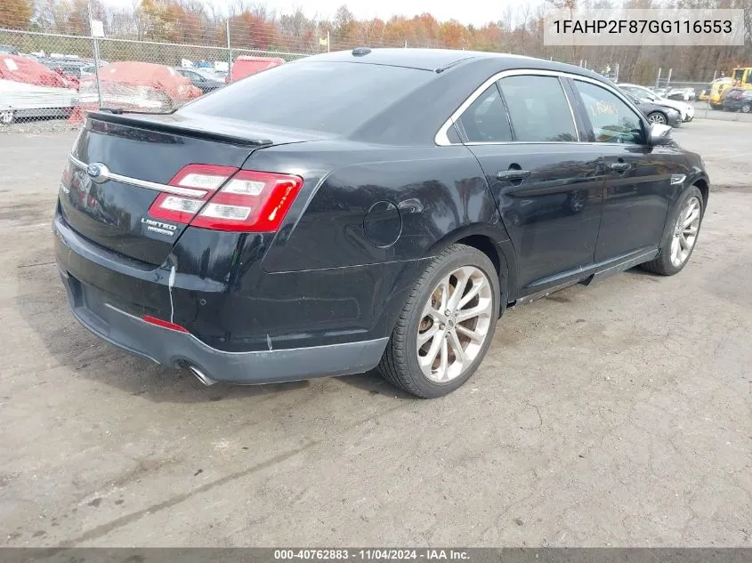 2016 Ford Taurus Limited VIN: 1FAHP2F87GG116553 Lot: 40762883