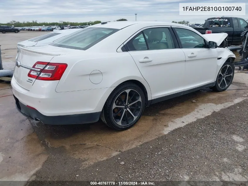 2016 Ford Taurus Sel VIN: 1FAHP2E81GG100740 Lot: 40767778