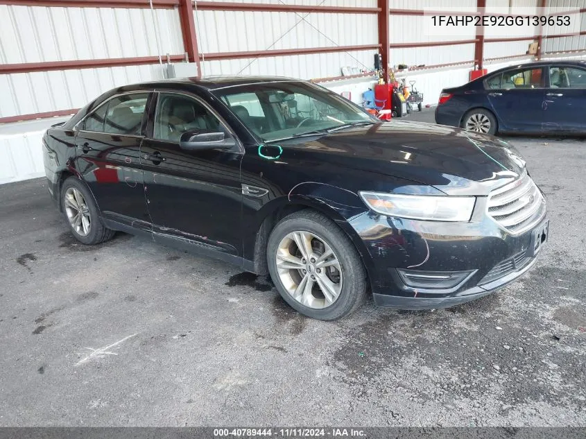 2016 Ford Taurus Sel VIN: 1FAHP2E92GG139653 Lot: 40789444