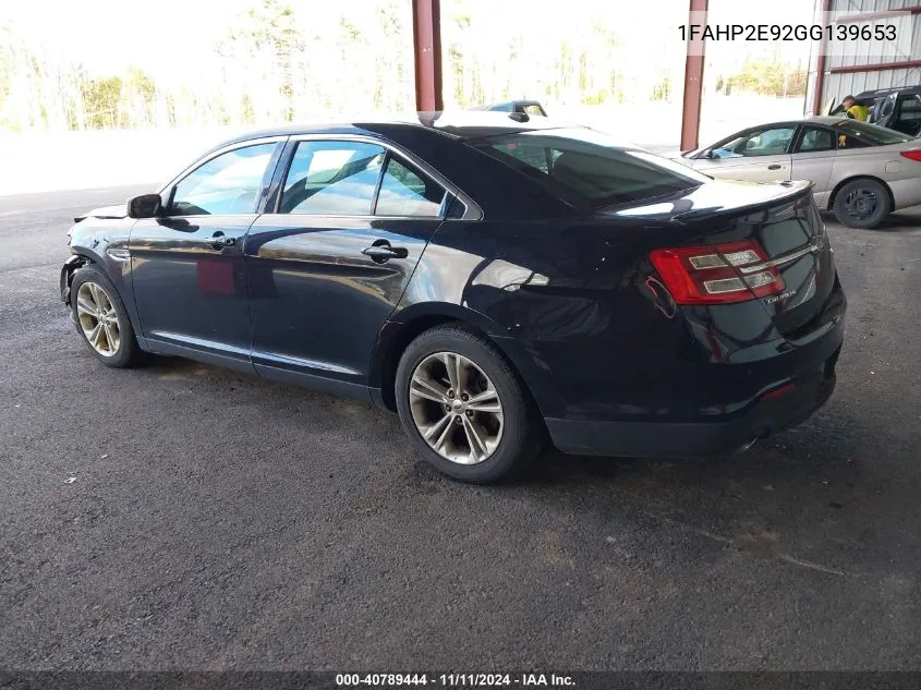 2016 Ford Taurus Sel VIN: 1FAHP2E92GG139653 Lot: 40789444