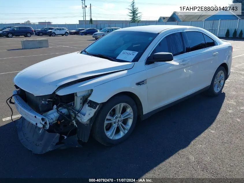 2016 Ford Taurus Sel VIN: 1FAHP2E88GG142743 Lot: 40792470