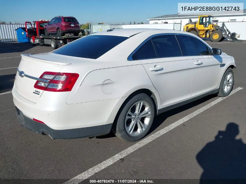 2016 Ford Taurus Sel VIN: 1FAHP2E88GG142743 Lot: 40792470