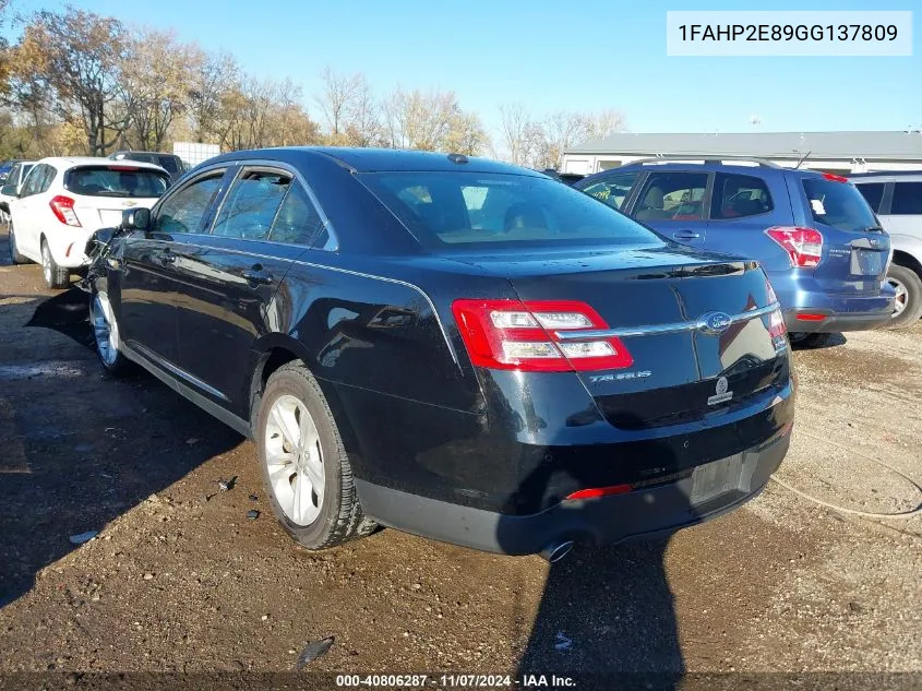 2016 Ford Taurus Sel VIN: 1FAHP2E89GG137809 Lot: 40806287