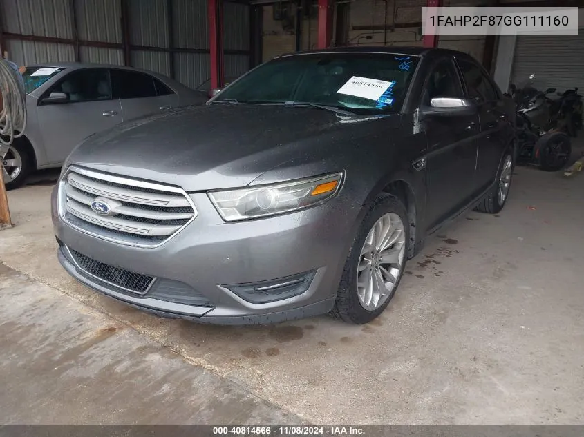 2016 Ford Taurus Limited VIN: 1FAHP2F87GG111160 Lot: 40814566