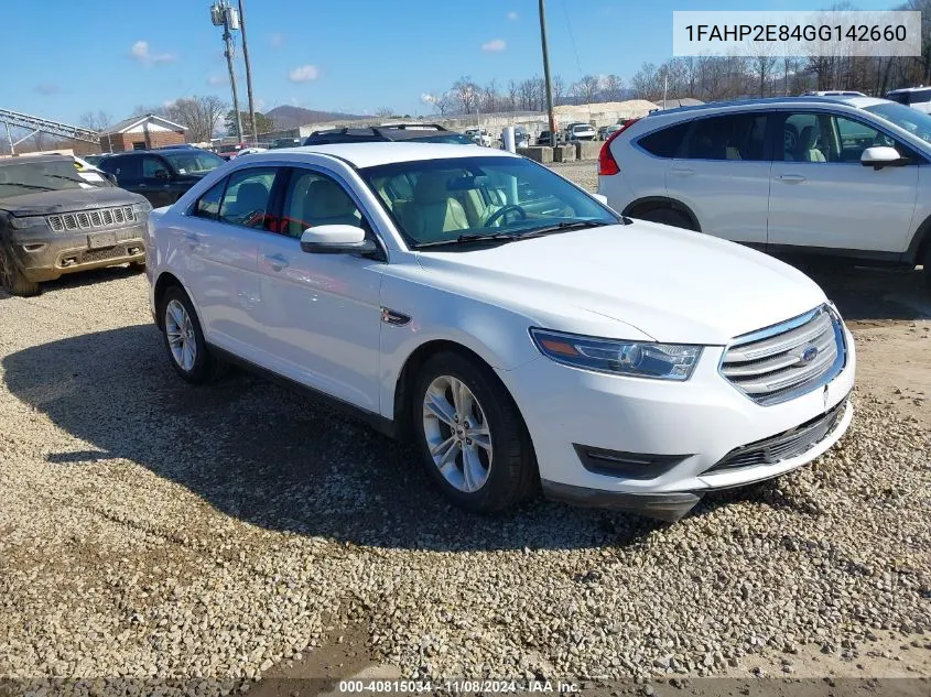 2016 Ford Taurus Sel VIN: 1FAHP2E84GG142660 Lot: 40815034