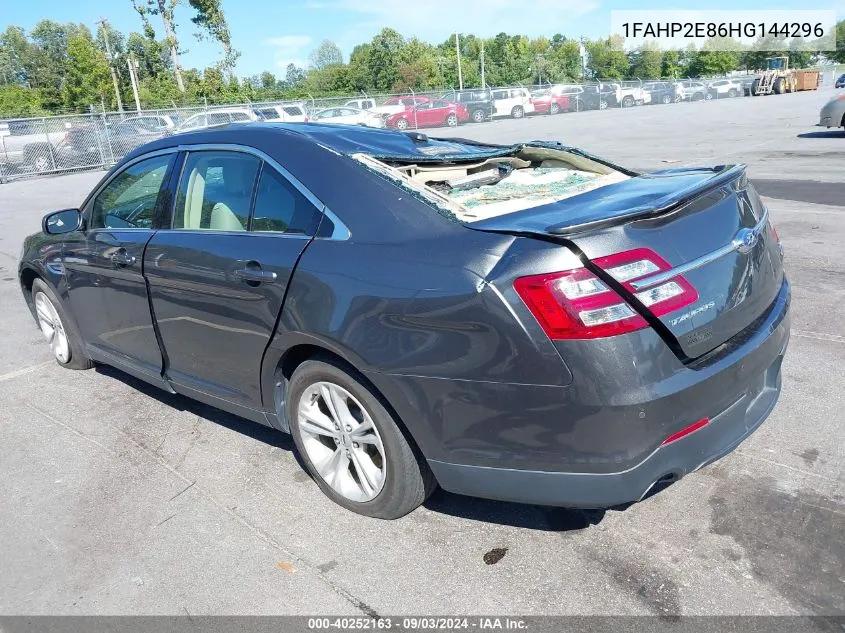 2017 Ford Taurus Sel VIN: 1FAHP2E86HG144296 Lot: 40252163